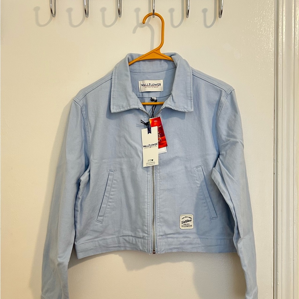 Wallflower Pastel Blue Cotton Zip-Up Jacket NWT size L